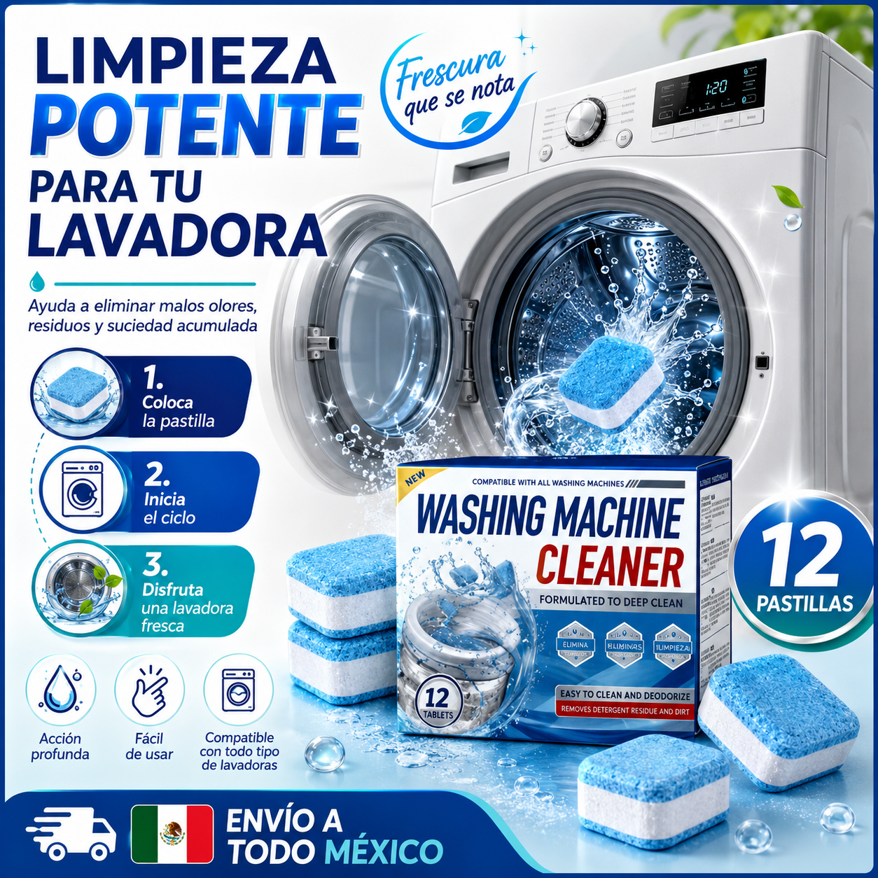 PASTILLA LIMPIEZA LAVADORA X12UND - ENVÍO GRATIS 😁⚡