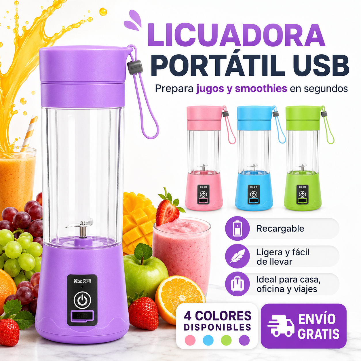 Licuadora Portatil Recargable Inalambric