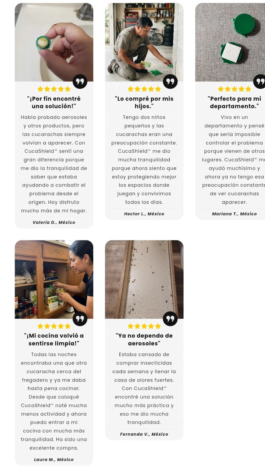Testimonios de clientes de CucaShield en México